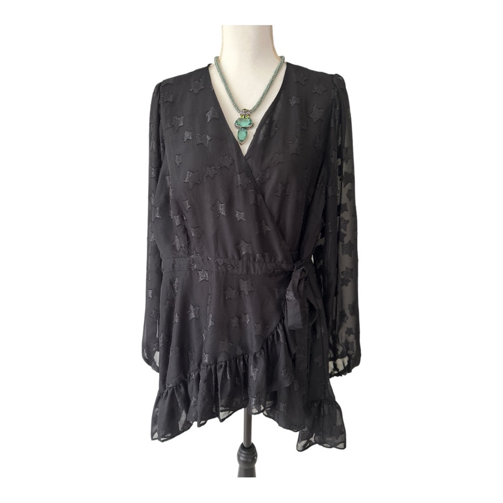 Torrid 0 Black sheer black blouse Size L 12